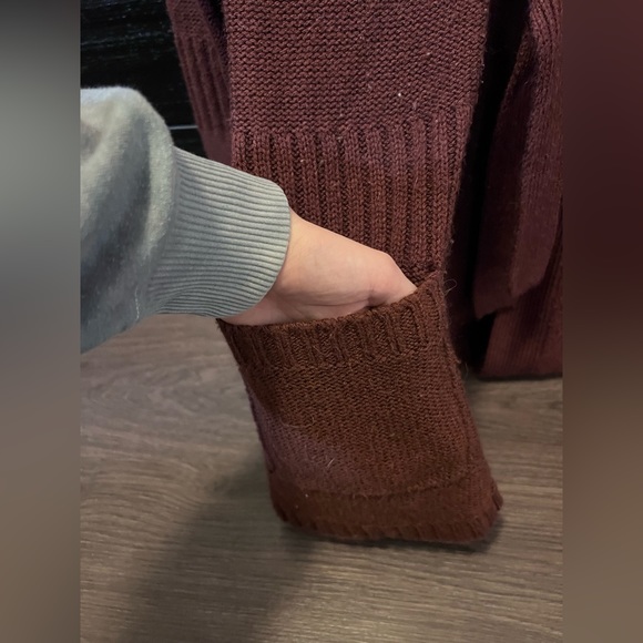 Brown/Maroon Textured Wrap Cardigan - Picture 2 of 5
